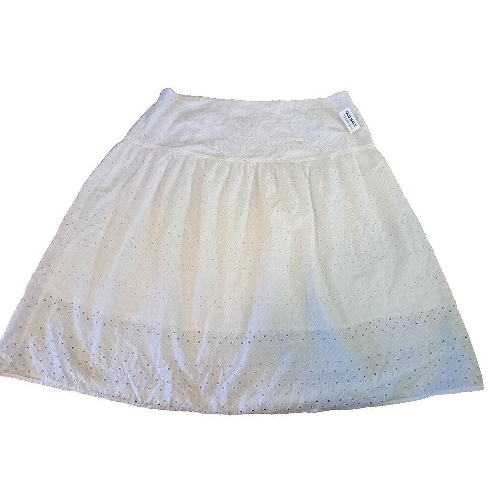 NEW Old Navy Skirt White Eyelet Lace Midi Boho Festival Beach Travel NWT 2X